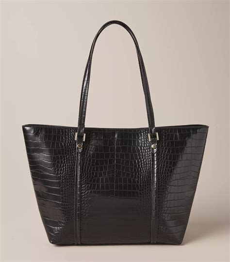 crocodile embossed tote bag